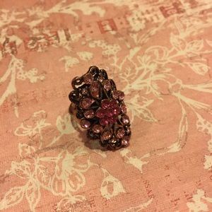 Stylish Pink Oval Crystal Ring New Without Tag